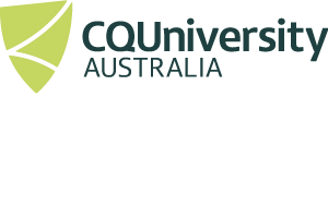 CQUniversity Australia logo featuring a light green shield with cross-hatch marks next to a clean sans-serif wordmark.