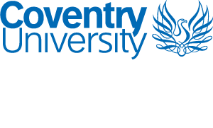 Coventry University logo featuring a stylised phoenix next to a modern blue sans-serif wordmark.