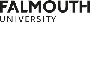 Falmouth University logo with bold black sans-serif wordmark.