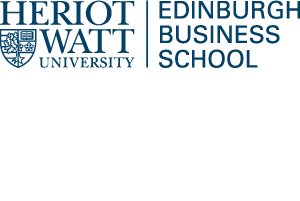 Logo for Heriot‑Watt University | Edinburgh Business School with blue shield crest and serif lettering.
