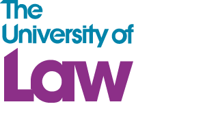 The University of Law logo with teal text 'The University of' above the bold purple word 'Law'.