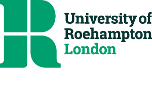 University of Roehampton logo featuring a large stylized green ‘R’ symbol representing a window of opportunity, alongside the university name in dark and light green Roboto Slab font.