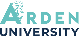 Arden University logo featuring a teal letter A transforming into flying birds, above the word 'UNIVERSITY' in navy text.