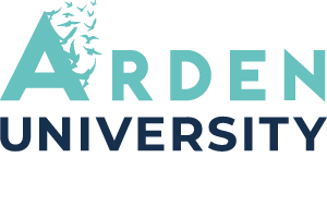 Arden University logo featuring a teal letter A transforming into flying birds, above the word 'UNIVERSITY' in navy text.