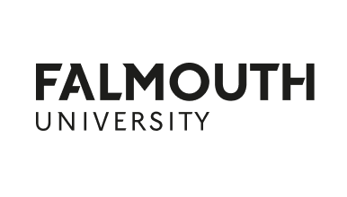 Falmouth University logo with bold black sans-serif wordmark.