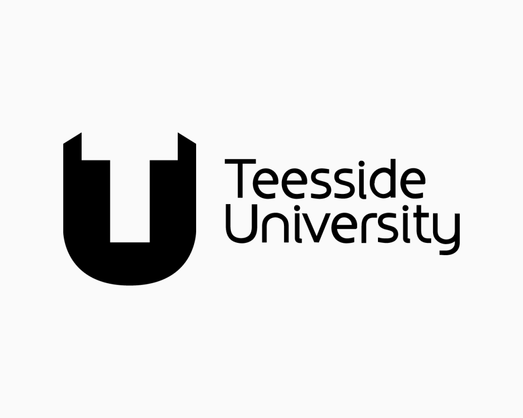 Logo of Teesside University featuring a stylized letter 'T' inside a shield-like shape, with the text 'Teesside University' to the right.