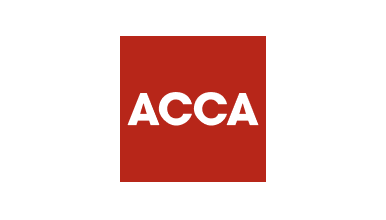 Logo of ACCA (the Association of Chartered Certified Accountants) with the company name displayed in bold white uppercase letters on a red background.