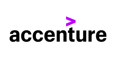 Logo of Accenture with the company name displayed in black lowercase letters on a white background, featuring a purple greater-than sign resting above the letter ‘t’.