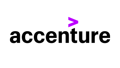 Logo of Accenture with the company name displayed in black lowercase letters on a white background, featuring a purple greater-than sign resting above the letter ‘t’.