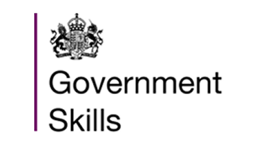 Logo of Government Skills with the government body name displayed in black sentence case featuring a government crest.