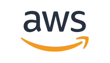 AWS logo featuring the company name in black-grey sans serif lowercase letters above the signature orange arrow in the shape of a smile.