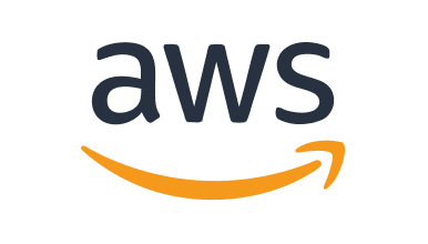AWS logo featuring the company name in black-grey sans serif lowercase letters above the signature orange arrow in the shape of a smile.