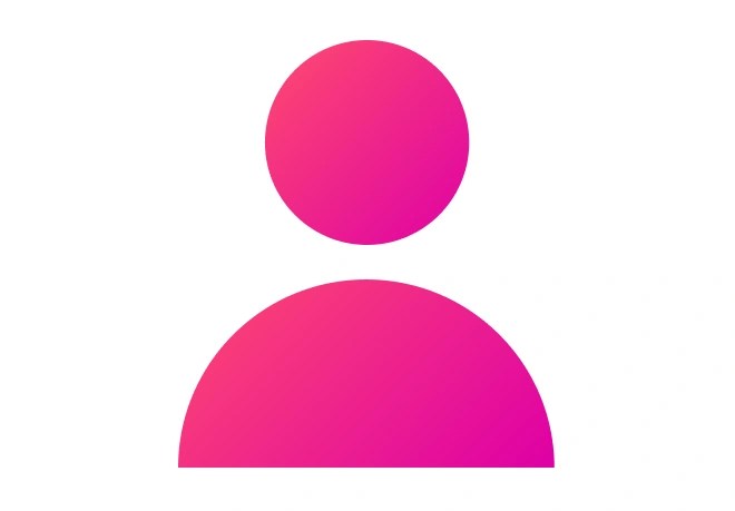 Minimal gradient-pink user silhouette icon highlighting individual learners.