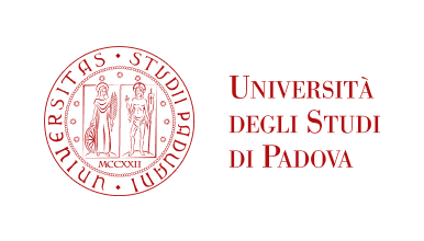Logo of the University of Padova featuring the university name in Italian in red capital letters beside the university’s seal, also in red.