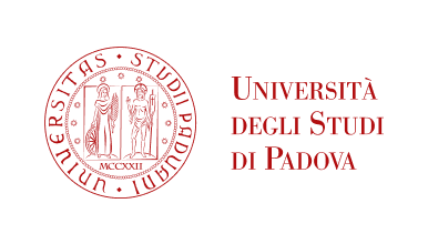 Logo of the University of Padova featuring the university name in Italian in red capital letters beside the university’s seal, also in red.